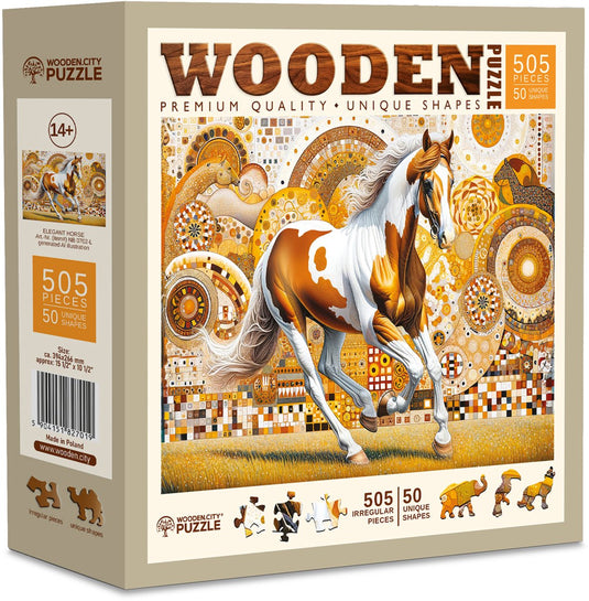 Wooden city wooden.city houten puzzel elegant horse - dierenpuzzel 500 stukjes.