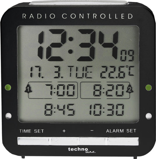 Technoline radio gestuurde wekker - datum en dag weergave - temperatuur - wt 245