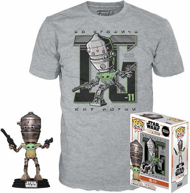 Funko pop! star wars: set figure and tee - ig-11 with the child maat m