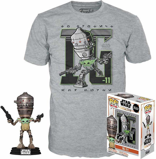 Funko pop! star wars: set figure and tee - ig-11 with the child maat m