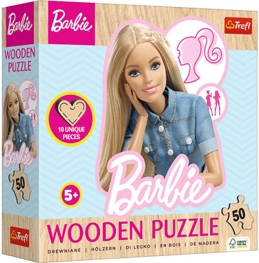 Trefl favorite fashionable barbie mattel hout houten legpuzzel - 50 stukjes - vanaf 4 jaar