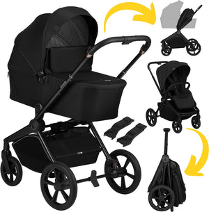 Lionelo freya 2in1 kinderwagen – reiswieg wandelwagen – vanaf geboorte tot 22 kg – premium buggy - pu-wielen met vering – voor- achterwaarts zitje – upf50+ kap – compleet accessoiresysteem