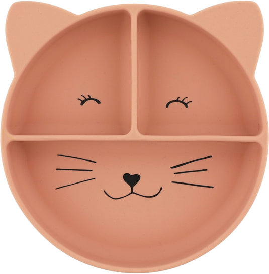 Trixie kinderbord met vakjes - mrs. cat - bord met zuignap - voor baby's vanaf 4 maanden - van siliconen - geschikt voor de vaatwasser