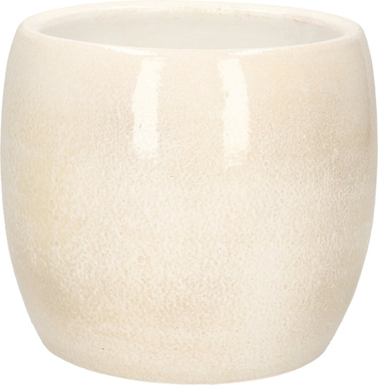 Mica decorations bloempot - beige - keramiek - 16 x 14 cm - plantenpotten binnen