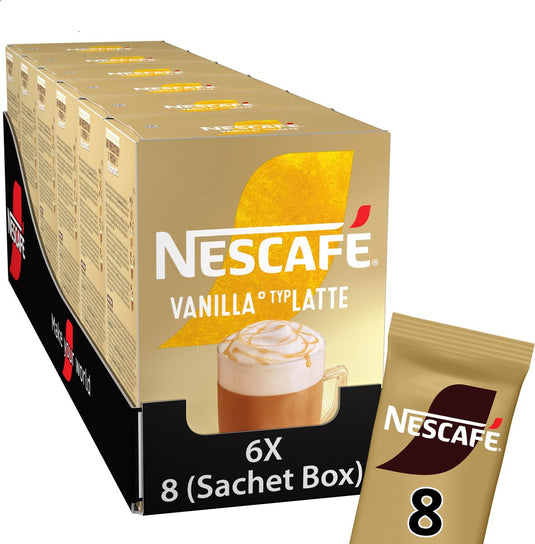 Nescafé vanilla latte oploskoffie - 6 doosjes x 8 zakjes