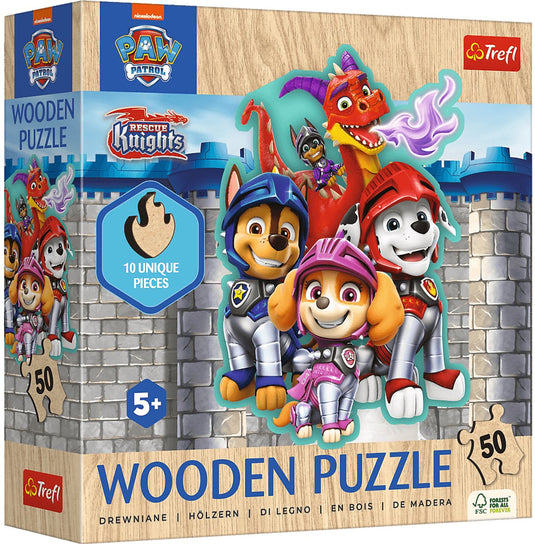 Trefl paw patrol kinderpuzzel hout houten legpuzzel - 50 stukjes - vanaf 4 jaar