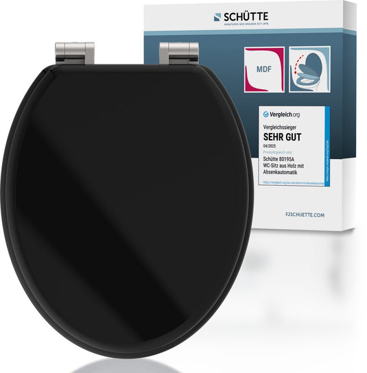 Schütte wc-bril 80106 spirit black - mdf-hout - soft close - verchroomde scharnieren - belastbaar tot 175 kg - gelakt - gesatineerd zwart