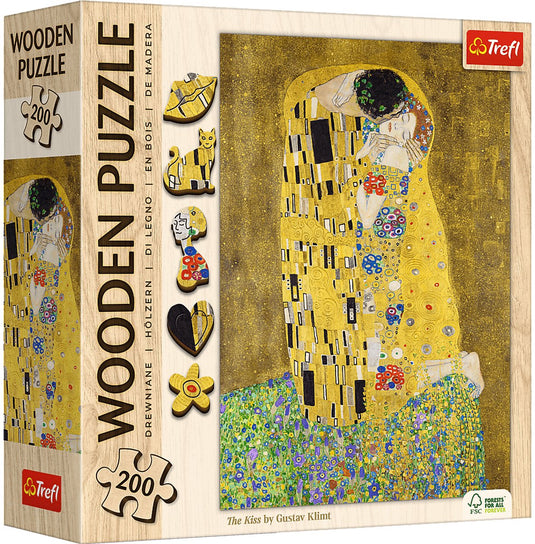 Trefl houten legpuzzel the kiss gustav klimt fsc mix 70% 200 stukjes.