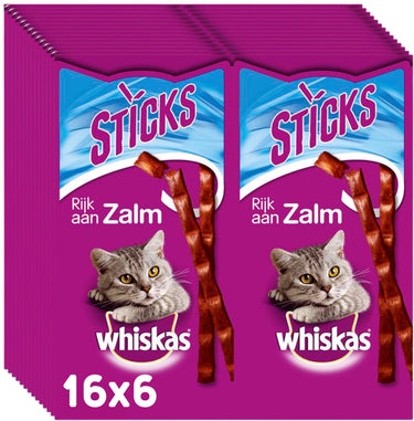 Whiskas kattensnacks - sticks zalm - 14x6 stuks
