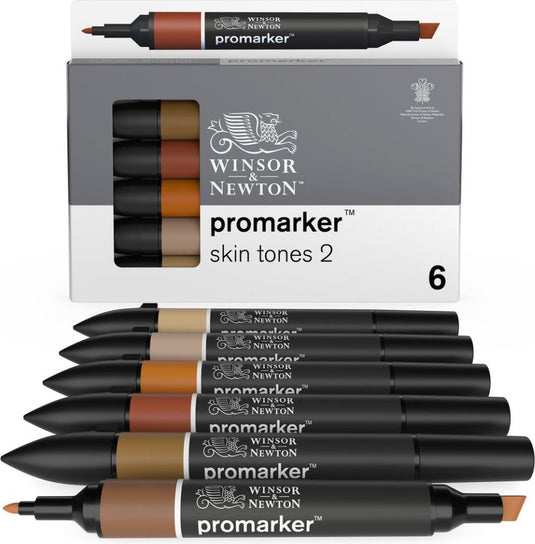Winsor newton 0290115 promarker™ 6 skin tones set 2 | professionele layoutmarkers alcoholmarkers