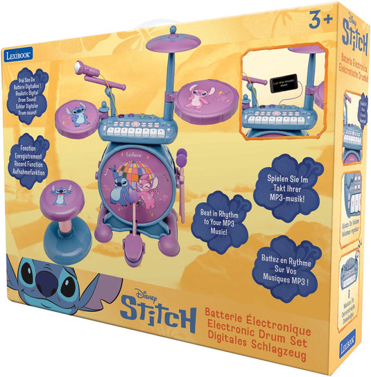 Lexibook stitch compleet elektronische lichtgevende drumset met kruk