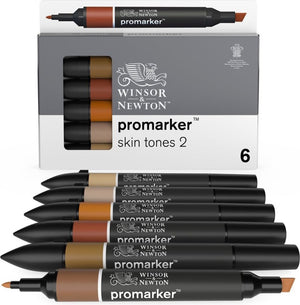 Winsor newton 0290115 promarker™ 6 skin tones set 2 | professionele layoutmarkers alcoholmarkers