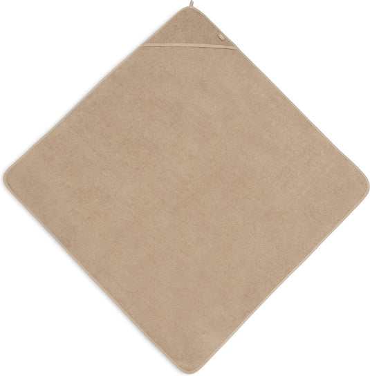 Jollein - badcape badstof 100x100cm - baby handdoek met badcape, omslagdoek, badponcho - biscuit