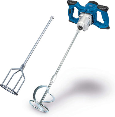 Scheppach beton- en verfmixer pm1400 - 1400w - verfmenger en cementmenger - variabele snelheid tot 760 r min - incl. 1x rechte verfgarde 1x mengstaaf voor o.a. mortel