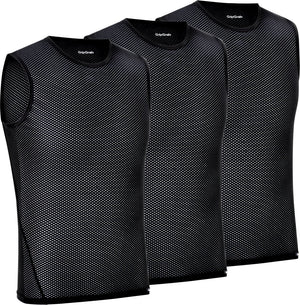 Gripgrab - ultralight 3pack mesh mouwloos base layer zomer fiets ondershirt polygiene zweethemd - zwart - heren - maat s