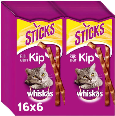Whiskas kattensnacks - sticks kip - 14x6 stuks