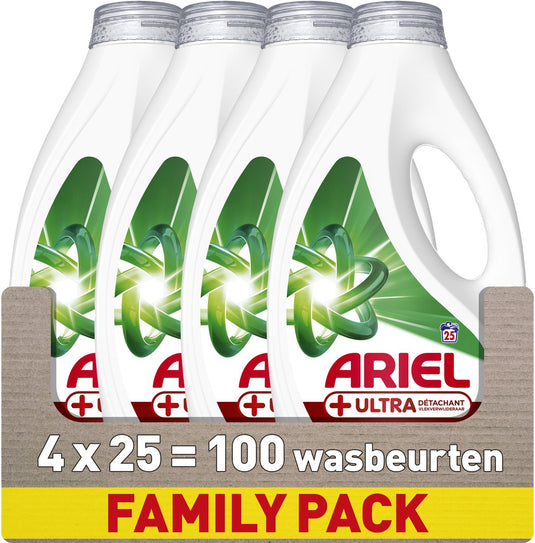 Ariel vloeibaar wasmiddel +ultra vlekverwijdering - 4 x 25 wasbeurten