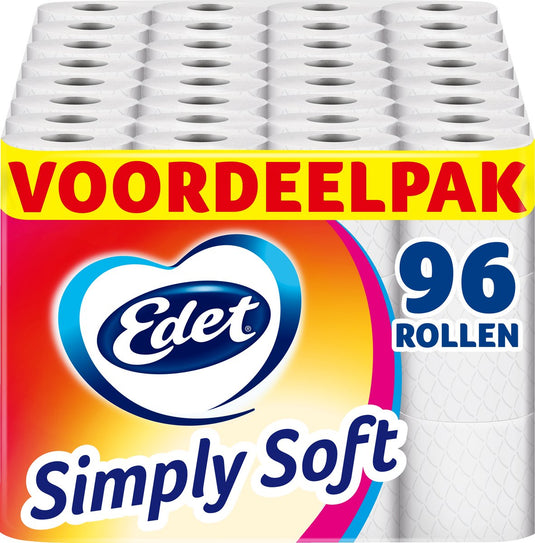 Edet simply soft toiletpapier - 96 rollen - voordeelverpakking