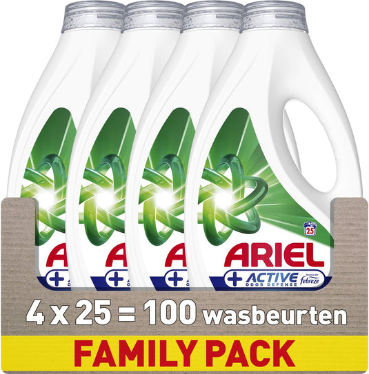 Ariel wasmiddel vloeibaar +actieve geurbescherming - 4 x 25 wasbeurten