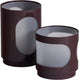 Woood tavo windlichten - metaal glas - bruin - set van 2