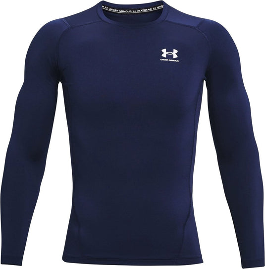 Under armour ua hg armour comp ls-blu heren sporshirt - midnight navy - wit