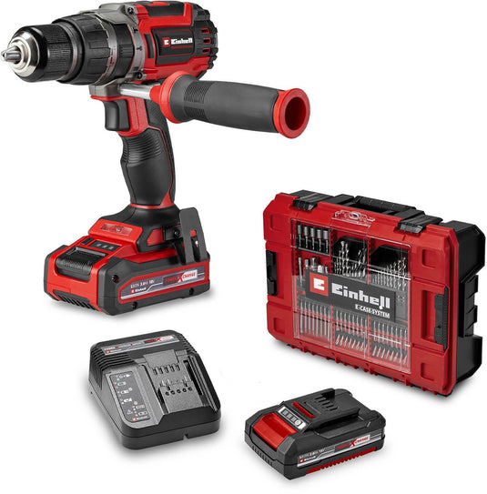 Einhell professional accu klopboor- schroefmachine tp-cd 18 70 li-i bl +70 kit - power x-change - 18 v li-ion - met impactfunctie - 70 nm - koolborstelloze motor - incl. 70-delige bit- borenset, 1x 2,0 ah accu, 1x 3,0 ah accu en lader, koffer