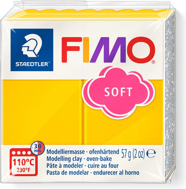 Fimo soft 8020 - ovenhardende boetseerklei - standaard blokje 57g - zonnegeel