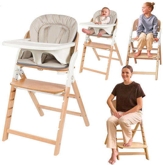 Lionelo megan – houten kinderstoel eetstoel baby – meegroeistoel 3in1: van 6 mnd tot 110 kg – verstelbare: zitting voetsteun tafel – 5-puntsgordel – dienblad met siliconen inzet – wasbaar kussen – antislipvoetjes – baby stoel