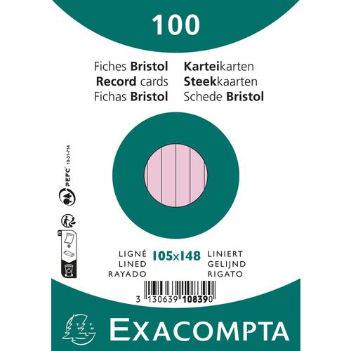 Indexkaarten exacompta 10839se roze papier