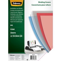 Pack 100 binding cover transparent 53764 fellowes pvc