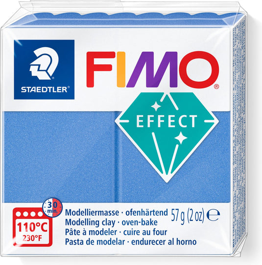 Fimo effect ovenhardende boetseerklei standaard blokje 57 g - metallic blauw