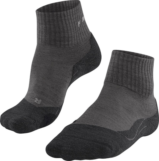 Falke tk2 wool short anti-blaar dik wol functioneel materiaal wandelsokken dames grijs - maat 39-40