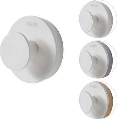 Tiger urban - handdoekhaak groot (1x) - ø 5 cm - inclusief 2 decorringen - wit