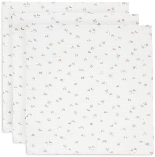 Jollein - hydrofiele doek small 70x70cm - inbakerdoek - zacht katoen - 3 stuks - on the go