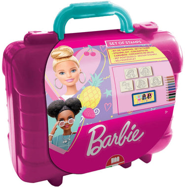Multiprint barbie creatieve reis stempel- en kleurkoffer voor kinderen.