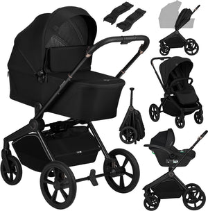Lionelo freya 3in1 kinderwagen set – reiswieg, wandelwagen astrid i-size autostoel (40–87 cm) –premium - vanaf geboorte tot 22 kg – pu-wielen met vering – omkeerbare zitting – upf50+ kap