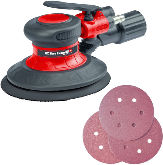 Einhell pneumatische excentrische schuurmachine tc-pe 150 - schuuroppervlak: ø 150 mm - geschikt voor slijp- schuurwerk op hout,ijzer en kunststof - incl. 6x schuurvellen