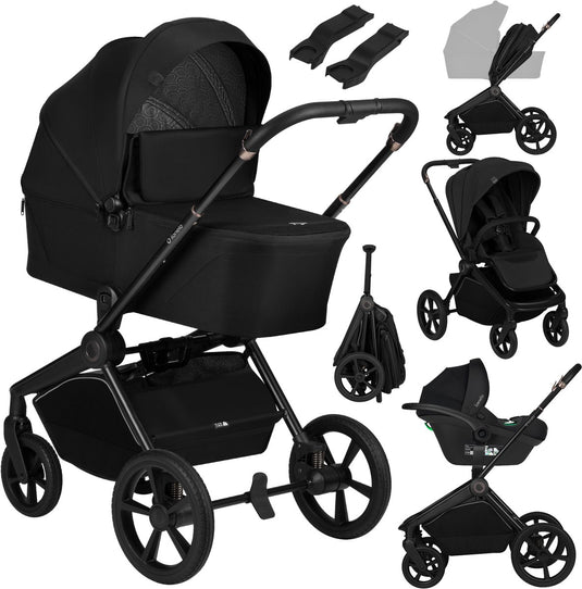 Lionelo freya 3in1 kinderwagen set – reiswieg, wandelwagen astrid i-size autostoel (40–87 cm) –premium - vanaf geboorte tot 22 kg – pu-wielen met vering – omkeerbare zitting – upf50+ kap