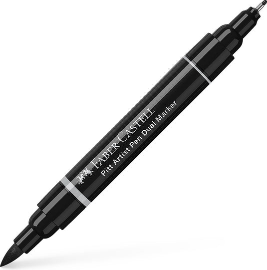 Faber-castell tekenstift - pitt artist pen - duo marker - 199 zwart - fc-162199