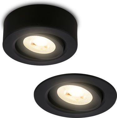 Briloner desi - led opbouwspot 2 in 1 en inbouwspot - 7990015 - led opbouwspot 2 in 1 en inbouwspot - draaibaar - dimbaar - vlak - warm wit licht - ø9 x 3 cm - zwart