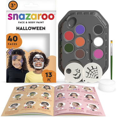 Snazaroo 1172184 halloween characters aqua schminke set – kinder schminke – heks, skelet zombie face paint kit – 13-delig, hypoallergeen