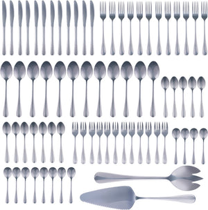 Alpina bestekset 75‑delig voor 12 personen – roestvrij stalen bestek set – messen vorken lepels theelepels koffielepels gebaksvorkjes soeplepels – compleet servies