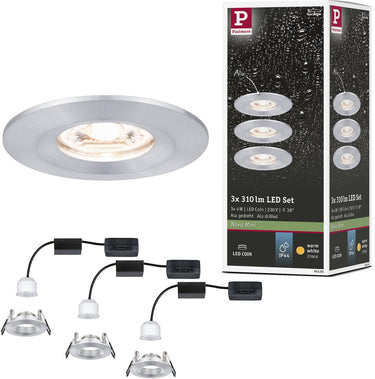 Paulmann led-inbouwlamp nova mini coin basisset star ip44 rond 65 mm coin 3x4w 3x310lm 230v 2700k alu gedraaid