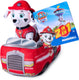 Paw patrol 2 in 1 pluche knuffel marshall met voertuig - 15cm