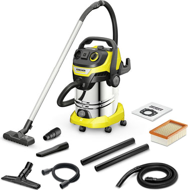 Kärcher wd 6 p s v-308 22 t renovation - 1300 w - 30 liter - renovatieset - geïntegreerd stopcontact - rvs zuigbuizen - afvoerschroef - rvs container - vlakfilter