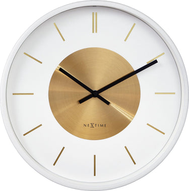 Nextime retro ii – wandklok – 25 cm – metaal – wit goud – stil