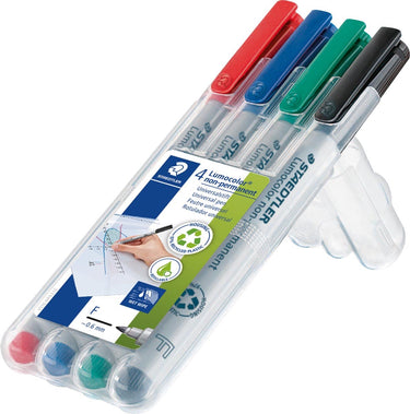 Staedtler lumocolor f non-permanent pen - box 4 kleuren