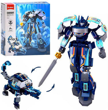 Sluban exosuit robot sea turtle bouwspeelgoed 2in1 actiefiguur schildpad - constructiespeelgoed - bouwset met 251 bouwstenen - m38-b1278 - vanaf 6 jaar