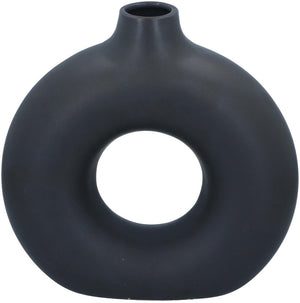 Arti casa decoratieve vaas rond met open midden - zwarte vaas voor interieur decoratie - moderne vaas voor bloemen of accessoires - 31 x 10.5 x 31 cm - zwart