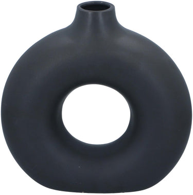 Arti casa decoratieve vaas rond met open midden - zwarte vaas voor interieur decoratie - moderne vaas voor bloemen of accessoires - 31 x 10.5 x 31 cm - zwart